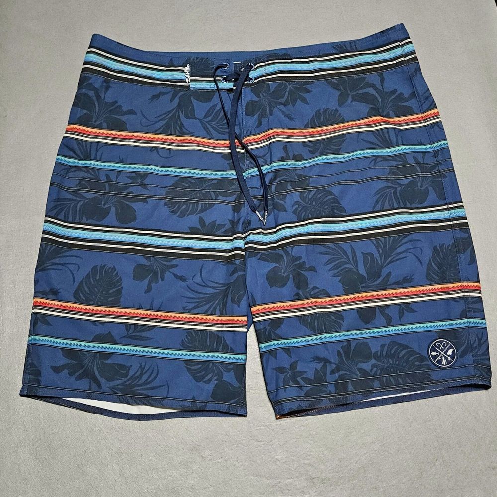 Salt Life SLX-QD Boardshorts Men's Size 38 Stretch Drawstring Blue Tropical Swim